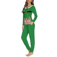 HO-HO - HO Božićni šešir dizajn Crewneck pidžama za žene Set duge pantalone, zimska i jesenja Noćna odjeća