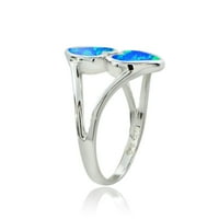 Stvoreno bijeli Opal Sterling srebrni srčani prsten