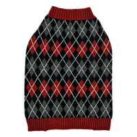 Životivski džemper za pse, Crvena Argyle, Medium