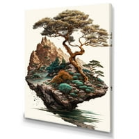 Designart Bonsai drvo na stijeni II platnena zidna Umjetnost