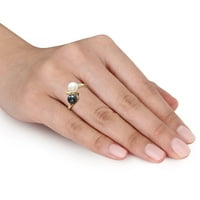 Miabella ženski bijeli i crni slatkovodni biserni koktel prsten od 10kt žutog zlata