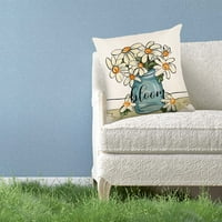 Jastuk za seosku kuću Pozdrav Spring Clower Sivi i bijeli kauški koferi Proljetni ukrasi za kauču na kauču