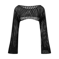 Atinetok pletene pokrove za žene okrugli vrat dugih rukava za previđanje za žene sarongs čista šuplje