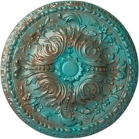 Ekena Millwork 5 8 od 3 4 p Amelia plafonski medaljon, ručno obojena bakrena zelena Patina
