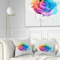 Designart višebojni Akvarelni cvijet ruže-cvjetni jastuk - 18x18