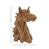 10 24 smeđa tikovina drva ručno izrađena skulptura konja