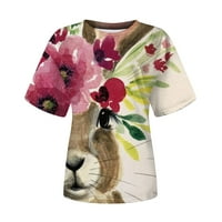 Levmjia majice za žene plus veličina klirens Ženski modni vrhovi Funny Printe Casual Loose Fit Tee Shirts