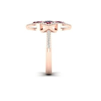 Imperial Gemstone 14k Rose Gold Plated Silver stvorio Ruby i stvorio bijeli safir cvjetni prsten za žene