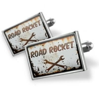 Cufflinks Rusty Stari izgled Auto Road Rocket - Neonblond