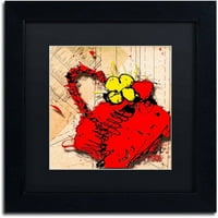 Zaštitni znak fine umjetnosti cvjetna torbica žuta na crvenoj platno umjetnost Roderick Stevens, crni