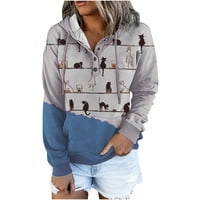 Ženska modna dukserica Slatka 3D Cat Graphic Print pulover na vrhu Ležerne prilike Lagani džemperi dugih