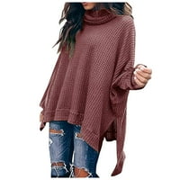 Cuhas ženske modne džempere za žene plus veličine jesen i zima labav u boji i nepravilni rub ubodeći kožnju