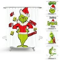 Božić Grinch tuš zavjese, vodootporna tkanina Sretan Božić tuš zavjese Mode sa plastičnim kukama Moving