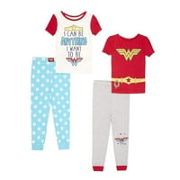 DC superherojske djevojke pamučne čvrsto fit pidžame, set