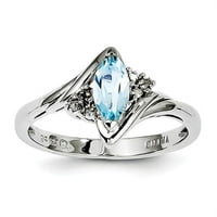 Sterling Silver Diamond & Light Blue Topaz Ring