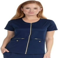 Medichic ženski džepni zlatni zip-prednji modni piling top