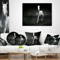 Designart izolirani crni konj na jastuku za bacanje crnih životinja - 12x20