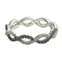 Kolekcija Sterling Silver Sapphire & Diamond Accent Crossover Band