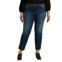 Srebrna Jeans Co. Plus veličine Infinite Fit visoke ravne traperice od pravnih nogu veličine 1x-3x