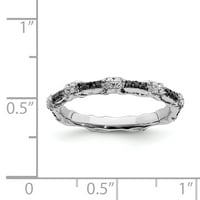 Crni i bijeli dijamantski srebrni prsten