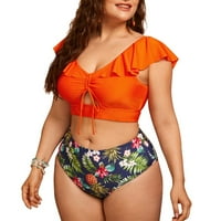 PXiakgy Tankini kupaći odijela za žene Ženska moda Veliki ruffle Split kupaći kostim bikini narandžasti