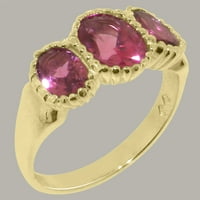 Britanci napravio 9k žuto zlato originalno prirodno ružičasti turistički ženski prsten izjave - Veličine