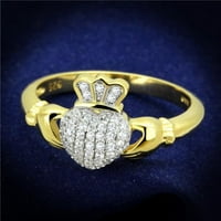 Ženski zlatni i Rodijumski srebrni prsten sa AAA razredom CZ u prozirnoj veličini 6