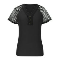 Ženski vrhovi rukav sloseće žene modne casual košulje u boji kratki rukav labav tee vrhovi V-izrez bluza