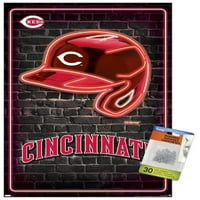 Cincinnati crveno-Neonski zidni Poster sa šlemom sa iglama, 14.725 22.375