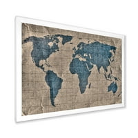 Designart 'Mapa Drevnog Svijeta I' Rustikalni Uokvireni Umjetnički Print