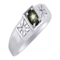 * RYLOS Classic lijepa crna zvijezda-safir i dijamantski prsten*; srebro .925