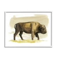 Stupell Country Bison Ispaša Divlje Životinje Životinje I Insekti Slikarstvo Bijelo Uokvireni Art Print
