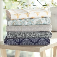 Better Homes & Gardens Thread Count Hygro Cotton Bed Sheet Set, King, Aqua Paisley