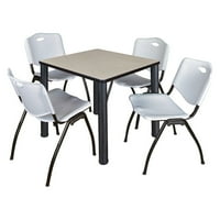 Regency Kee 42 Kvadratni stol za razvlačenje - javorov Chrome i 'M' stolice - plava
