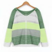 Ženski bluze V-izrez Ženski plus puni zip casual grafički otisci Košulje dugih rukava Ljetni vrhovi zeleni