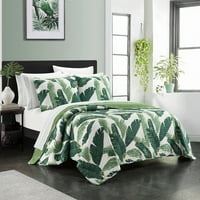 Chic Home Borrego Palm 9-komadni list prekrivač, kralj, zelena