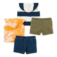 Wonder Nation Baby Boy & Toddler Boy Hoodie rezervoar i kratke hlače mi & Match ljetni komplet odjeće,