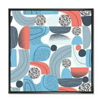 Designart 'Retro Shapes With Abstract Moons and Suns II' modern Framed Canvas Wall Art Print