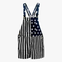 Riforla Ženske kratke kratke hlače Neovisnosti Dan Denim bib kombinezon Casual American Flag Podesivi