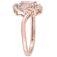 Miabella Ženska 1- Carat licencirani morgatitni karat Diamond 10kt Rose Gold Twisted Halo Ring