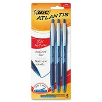 Atlantis uvlačiva hemijska olovka Bold olovka Point olovka Poizna - punjenje - uvlačenje - plavo ulje - plava bačva - Nickel Tip - Pack