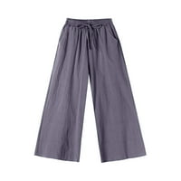 Ljetne kapri pantalone za žene sa džepovima elastični struk ošišane pantalone Casual pantalone sa širokim