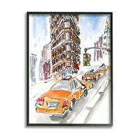 Stupell Industries City Taxis Modern Painting Town & City Slikarstvo Crna UKLJUČEN U Art Print Wall Art