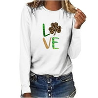 St Patrick Shirts za žene Dugi rukav T-Shirt štampanje okrugli ovratnik rukav Top labave Casual T-Shirt