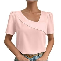Ženski ljetni vrhovi Solid Color V Crt Dressy Ležerne prilike Torba za majice Labavi kratki rukav Basic