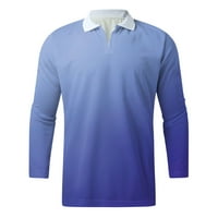 KaLI_store muškarci Polo majica muške Muscle Polo majice Stretch Dugi rukav trening Golf Tee Casual Slim