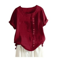Shiusina ženska casual labav gumb posteljina plus veličina dnevna bluza boho tanic majica na vrhu crvene