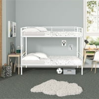 Aukfa Twin-over-Twin krevet na sprat, teški metalni kreveti na platformi za djecu Teens spavaonica-Bijela