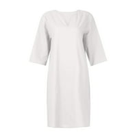 TKing Fashion Womens Summer Casual Half Sleeve Tube haljine V-izrez čvrste Midi radne haljine bijele 2XL
