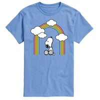 Peanuts-Snoopy Looking Up Rainbow-Muška kratka rukav grafički T-Shirt